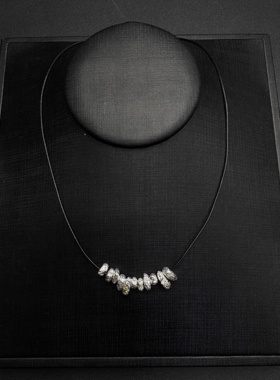 Vintage黑绳碎银子项链女简约个性百搭气质颈链锁骨链B91507