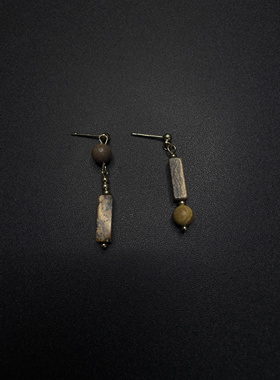 New Vintage 古著 新中式耳环女复古不对称手作小巧耳饰H51701