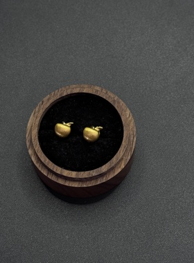 Vintage古著拉丝苹果小巧精致日常耳饰气质高级感个性耳环P120652