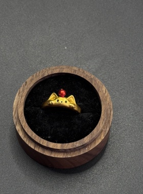 Vintage古著苹果小猫戒指苹果戒指甜美少女款食指戒百搭H110451