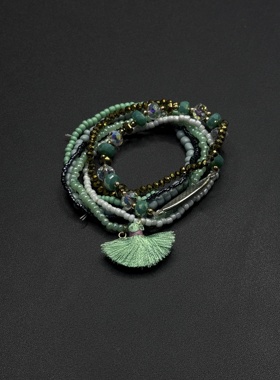 波西米亚风小米珠多层串珠手链女生夏天民族风小众复古手R82353