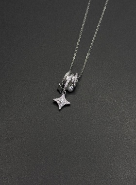 Vintage古着设计感四芒星吊坠配饰简约高级感森系项链H111955