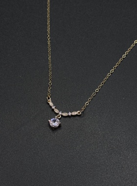 闪耀项链女小众设计简约百搭时尚气质锆石吊坠锁骨链P11160