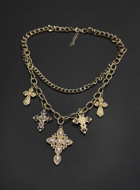 欧美跨境新款十字架项链女小众设计感高级气质百搭锁骨链P10253