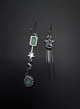 Vintage古著设计感古早风绿色设计感耳环P10653