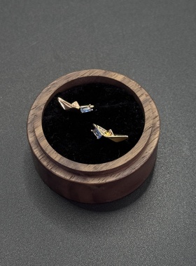 Vintage古著折纸小船青春感个性创意小巧几何耳饰耳钉P120660