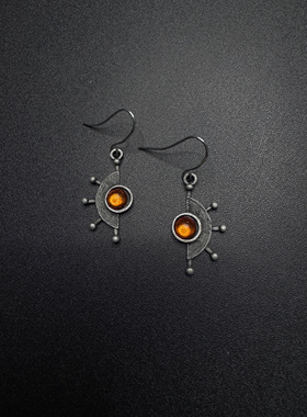 New Vintage 古著 复古做旧合金镶嵌耳环个性吊坠耳饰H52101