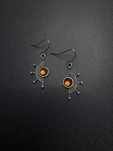 复古做旧合金镶嵌耳环个性 古著 吊坠耳饰H52101 Vintage New