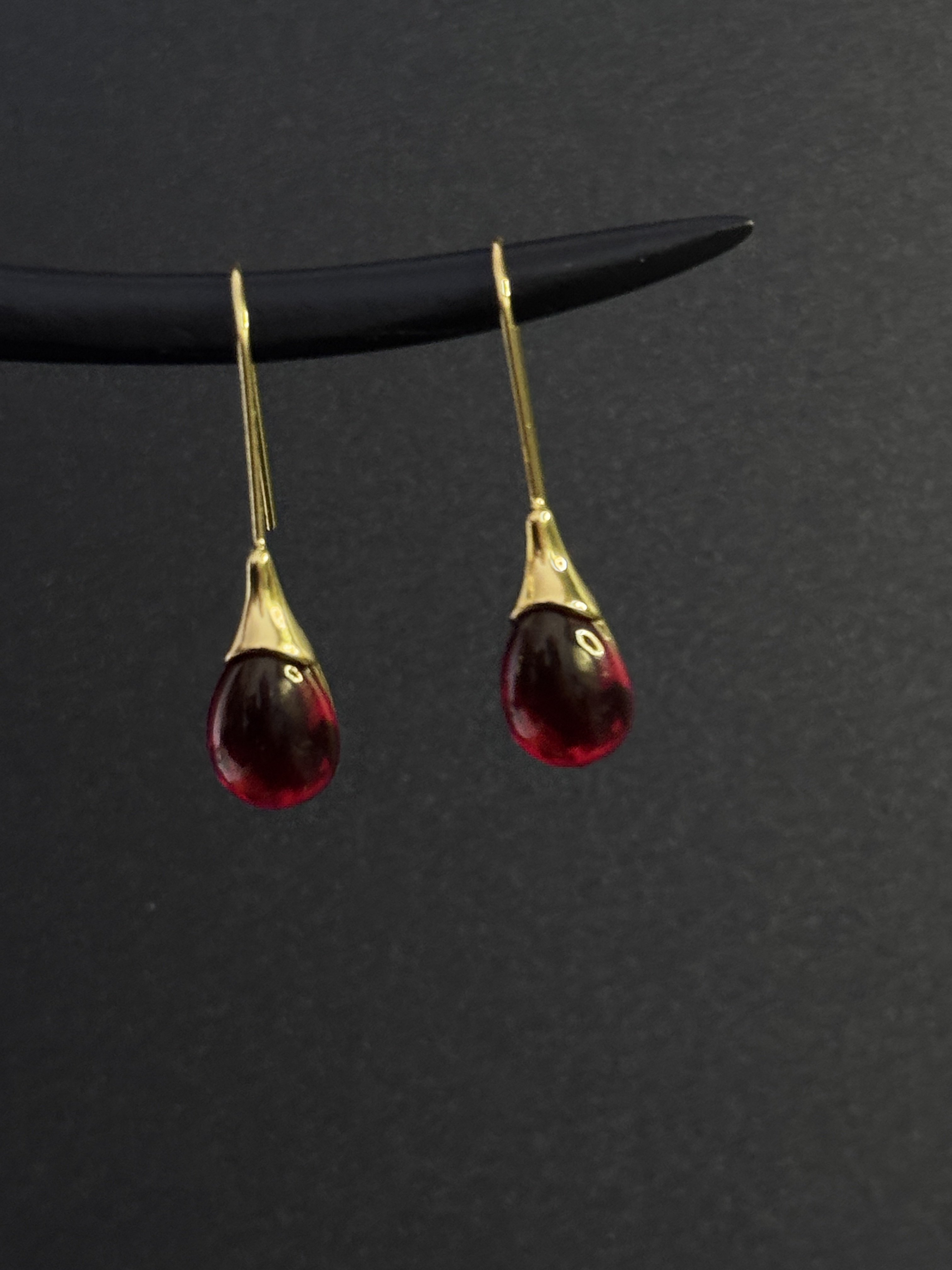 Vintage古著 巨清透！法式水滴形女复古轻奢高级感耳饰P121255