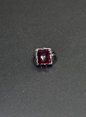 Vintage古著爆款液态肌理红色浪漫复古小众简约戒指高级感H103053