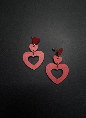 Vintage古着设计感古早风独特小众耳饰复古爱心耳饰P71858