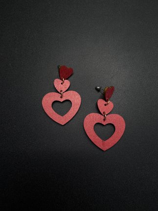 Vintage古着设计感古早风独特小众耳饰复古爱心耳饰P71858