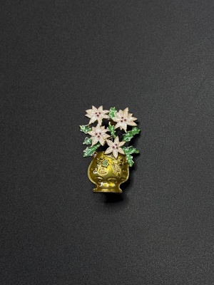 复古优雅彩色花瓶蜘蛛小鸟胸针胸花别针西服外套衣服配饰p12760
