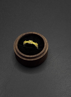 黄金色鸢尾花戒指女款带钻花朵开口戒子轻奢P122353