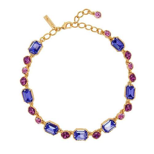 欧美风镀金镶多色水晶项链