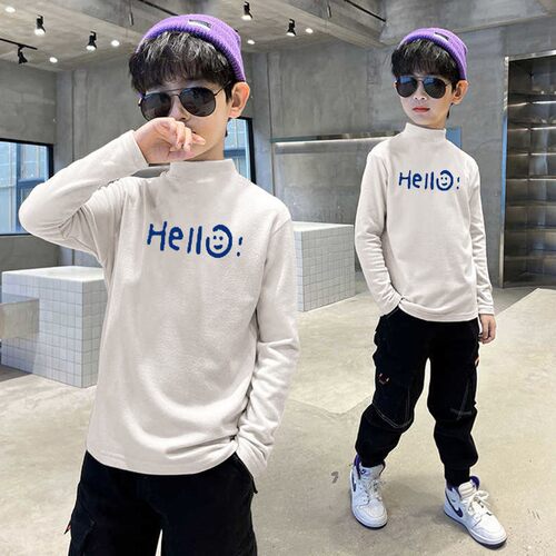 男女童德绒半高领长袖打底衫