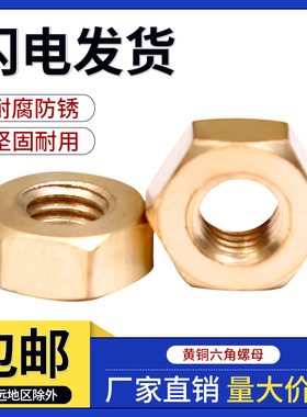 铜螺母/铜螺帽/铜六角螺母螺丝帽螺丝母M1.4M1.6M2M2.5M3M4M5-M20