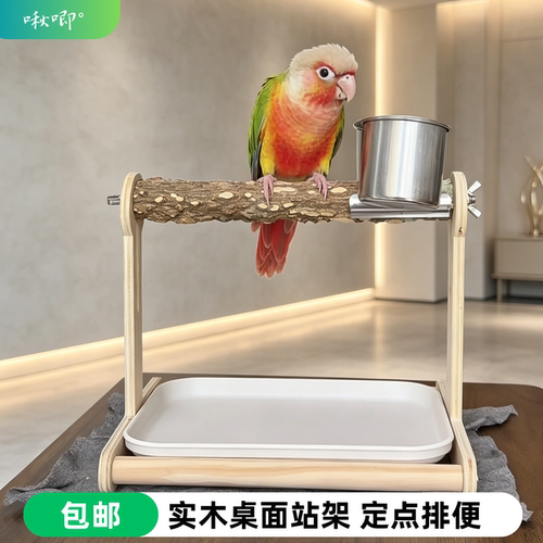 鹦鹉专用站杆实木站架定点排便