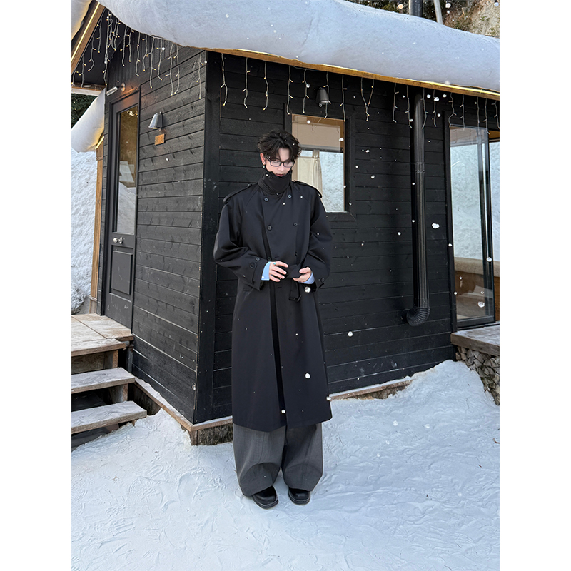 中长款大衣秋季双排扣气质风衣