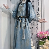 青云霓裳原创汉服 小个子少年感春夏款 霄鹤 唐圆领缺胯袍男女款