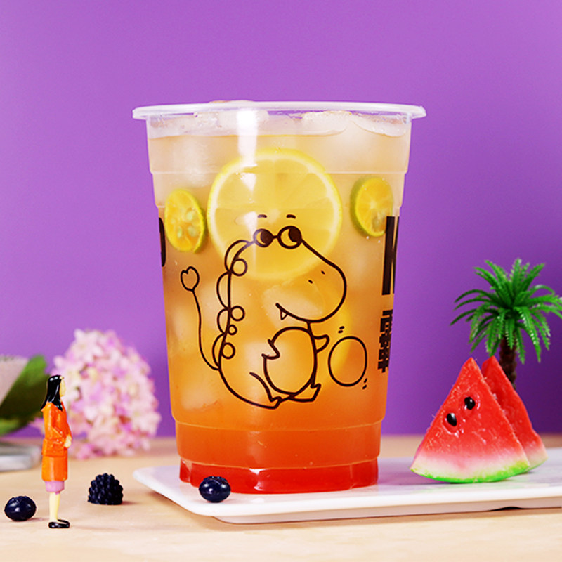 1000毫升一次性奶茶塑料杯果汁水果茶打包杯超大霸王杯带盖泰芒杯