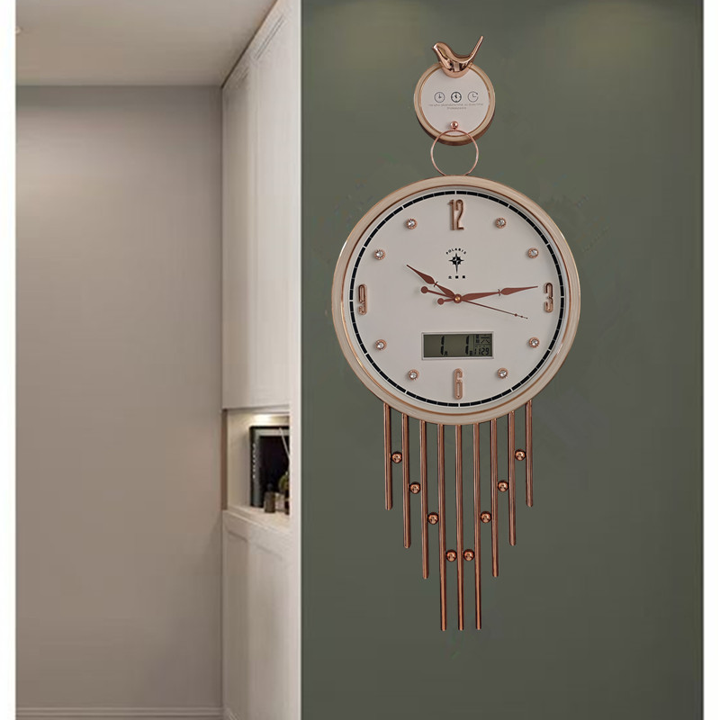 北极星钟表挂钟客厅家用时尚创意静音音乐报时挂钟简约石英电子钟