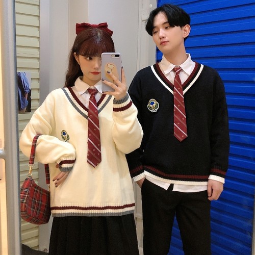 韩版秋冬校服毛衣套装学院风日系jk制服初高中生运动会班服合唱服 - 封面