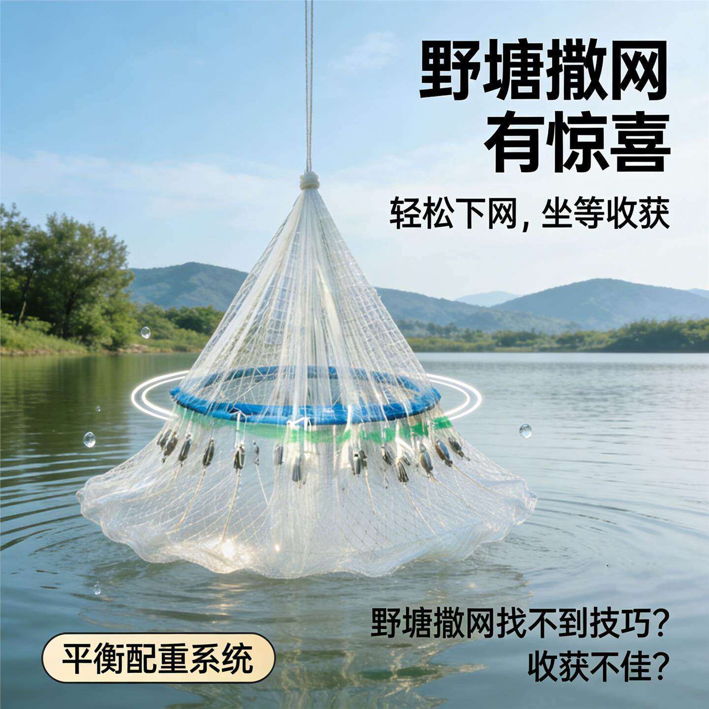 加固防破飞盘手撒网兜铁链