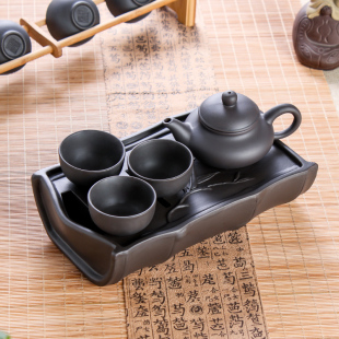 干泡台 宜兴紫砂壶竹节小茶盘茶船朱泥茶壶陶瓷储水盘功夫茶具套装
