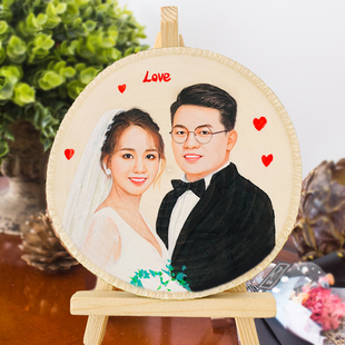 手绘婚纱照情侣头像照片手绘创意生日礼品送男友结婚周年纪念礼物