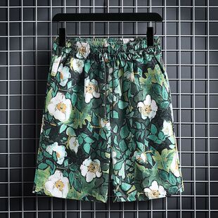 潮流情侣休闲大裤 男潮牌ins宽松运动五分速干花短裤 衩 沙滩裤 夏季