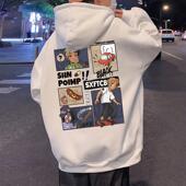 加绒卫衣复古衣服美式 hiphop外套薄宽松潮牌潮流连帽男高街秋冬季