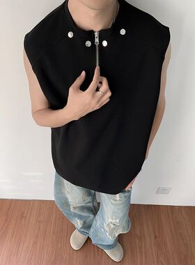 W136自家模特图重磅260克高质量背心灰色黑色P27M到3XL