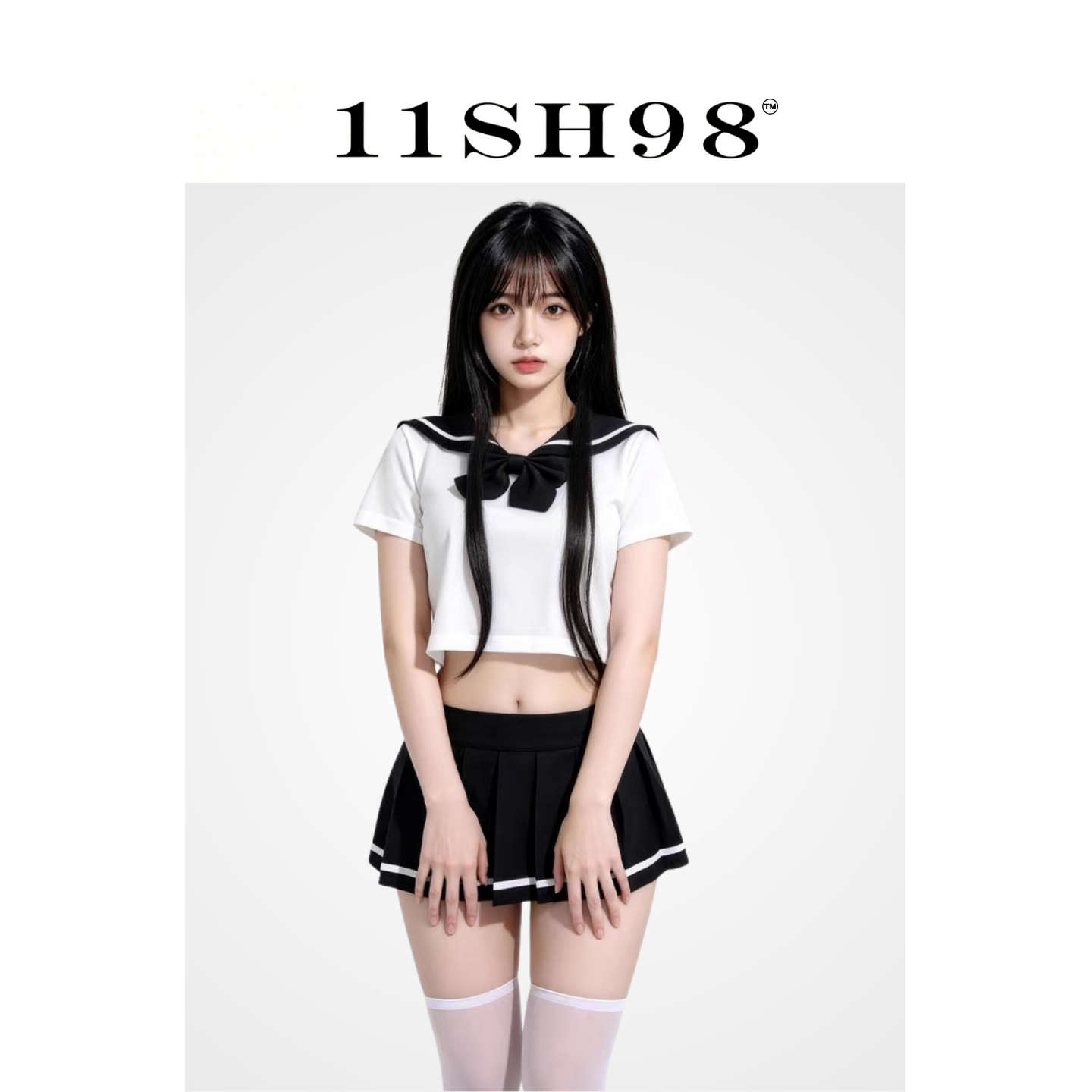 11SH98JK制服学院风睡衣女学生水手领短袖套装性感睡裙纯欲风女仆