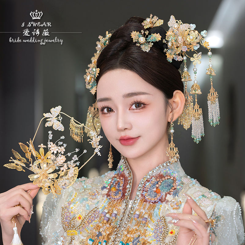 爱诗薇发饰套装水晶合金复古中式