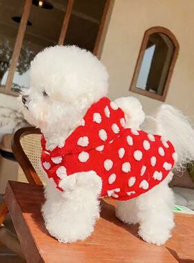 小狗狗新年装秋冬款无袖马甲雪纳瑞泰迪比熊约克夏红色外套