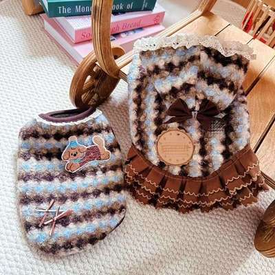 狗狗衣服秋冬装厚款猫公主香风圈圈绒加绒棉衣小型犬泰迪宠物