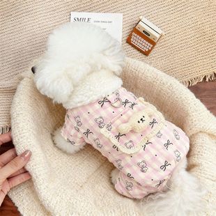 新款 宠物衣服泰迪比熊吉娃娃小狗狗秋冬加厚保暖四脚牵引