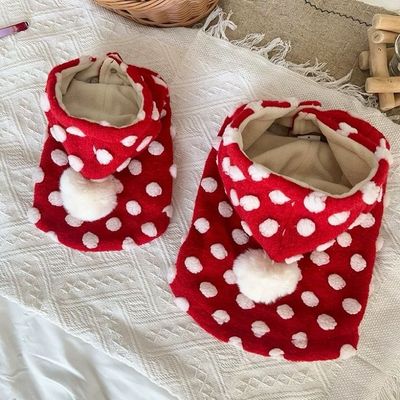 宠物衣服狗狗小体犬新年圣诞红色波点加绒马甲马尔济斯西施比熊