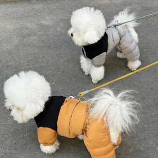 狗狗秋季 衣服幼犬小型犬可牵引泰迪户外可调节撞色防风加绒衣 新款