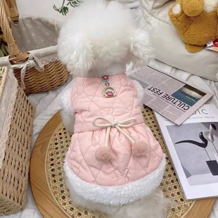 宠物衣服秋冬新款 加厚棉衣牵引外套泰迪比熊狗狗猫咪保暖开衫