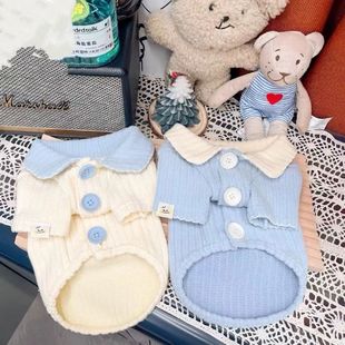 宠物衣服 秋冬新款 狗狗原创针织开衫 猫咪撞色翻领打底衫