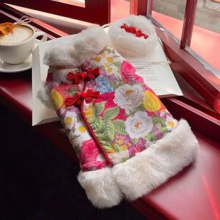 新年小狗狗猫咪衣服秋冬秋冬季 泰迪比熊小型宠物喜庆过年保暖唐装