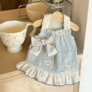 新款 宠物衣服狗狗猫咪公主马尔济斯小型蝴蝶结花边比熊春夏裙子