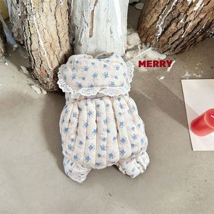 田园碎花四腿 小狗狗泰迪比熊冬装 秋冬新款 宠物服装