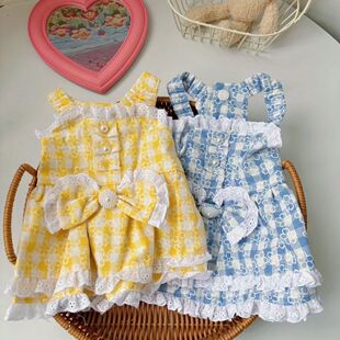 春夏雏菊蛋糕裙宠物猫咪狗狗可爱蕾丝连衣裙约克夏比熊金渐层