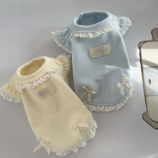 宠物纯色打底基础款 T恤娃娃领T恤猫咪比熊狗宠物衣服