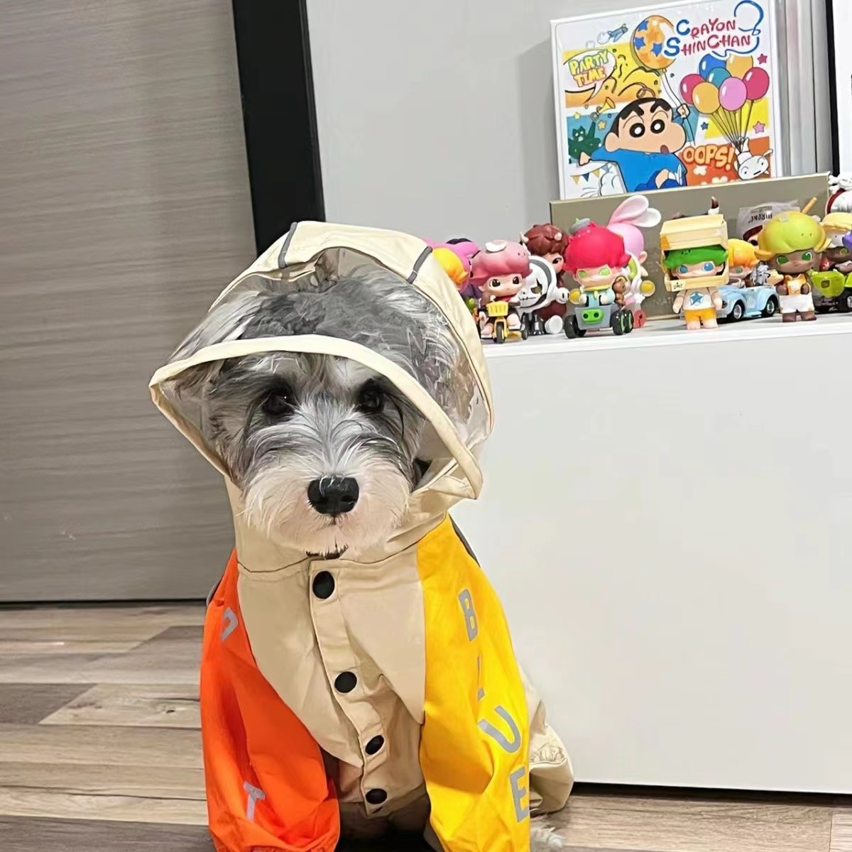 宠物雨衣防水四脚工装撞色拼接冲锋衣防风帅气猫咪狗狗泰迪比熊