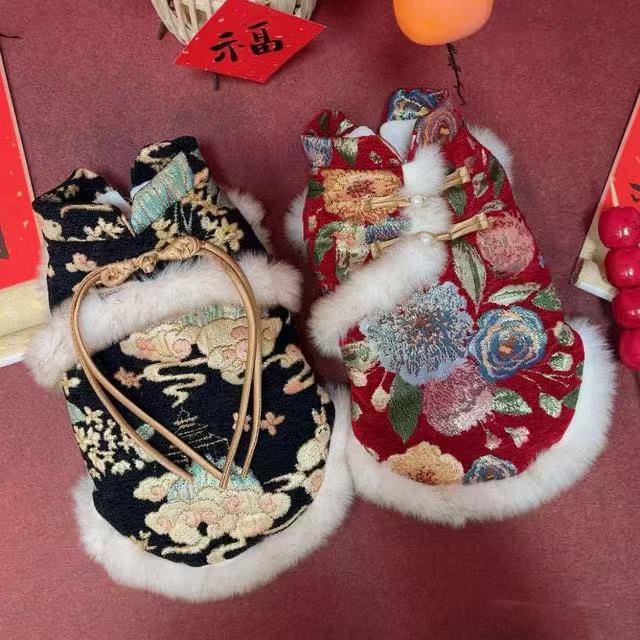 宠物中国风唐装服装泰迪比熊小型犬猫咪宠物过年喜庆新年冬季衣服