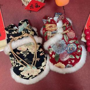 衣服 泰迪比熊小型犬猫咪宠物过年喜庆新年冬季 宠物中国风唐装 服装